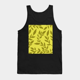 Abstract Pastel Green Botanical  Leaves Pattern Tank Top